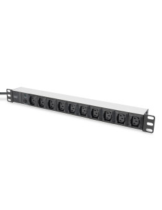 Digitus Listwa Zasilająca Pdu 19" Rack, 10X Gniazdo C13, 2.0M, 1X Wtyk C14, 10A, Zabezpieczenie Przeciążeniowe, Profil Aluminiow