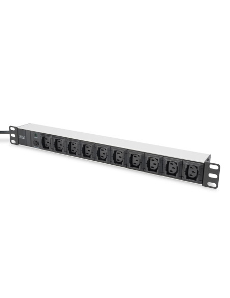 Digitus Listwa Zasilająca Pdu 19" Rack, 10X Gniazdo C13, 2.0M, 1X Wtyk C14, 10A, Zabezpieczenie Przeciążeniowe, Profil Aluminiow