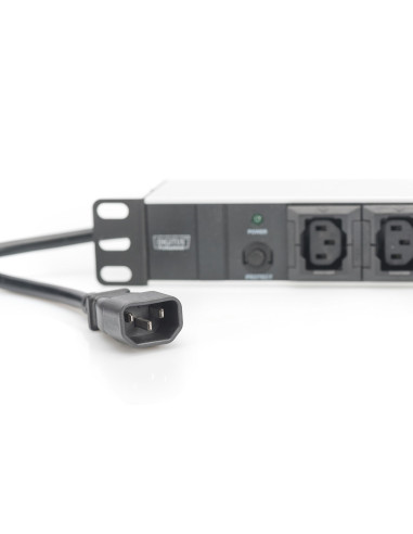 Digitus Listwa Zasilająca Pdu 19" Rack, 10X Gniazdo C13, 2.0M, 1X Wtyk C14, 10A, Zabezpieczenie Przeciążeniowe, Profil Aluminiow