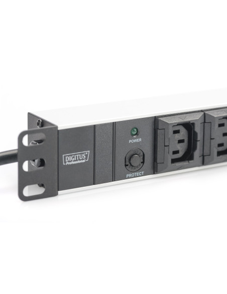 Digitus Listwa Zasilająca Pdu 19" Rack, 10X Gniazdo C13, 2.0M, 1X Wtyk C14, 10A, Zabezpieczenie Przeciążeniowe, Profil Aluminiow