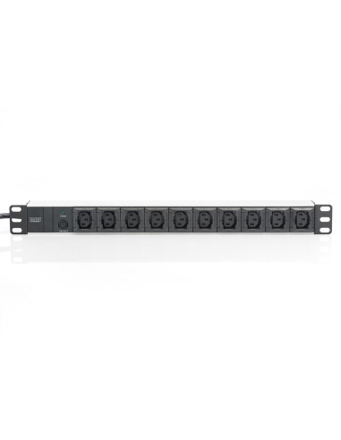 Digitus Listwa Zasilająca Pdu 19" Rack, 10X Gniazdo C13, 2.0M, 1X Wtyk C14, 10A, Zabezpieczenie Przeciążeniowe, Profil Aluminiow