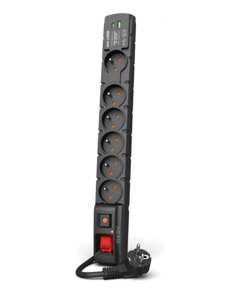 Listwa Przeciwprzepięciowa Acar S6 Usb A+C (Szybka Ładowarka) 3M   Czarny