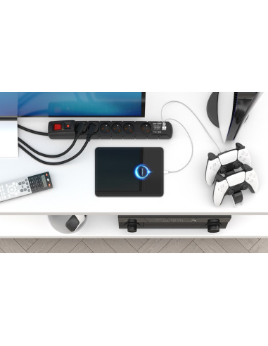 Listwa Przeciwprzepięciowa Acar S6 Usb A+C (Szybka Ładowarka) 3M   Czarny