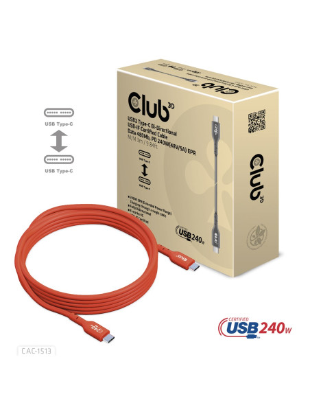 Club3D Cac-1513 Kabel Usb Usb 2.0 3 M Usb C Pomarańczowy