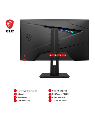Msi Mag 274Qrfde Qd E2 Monitor Komputerowy 68,6 Cm (27") 2560 X 1440 Px Wide Quad Hd Lcd Czarny