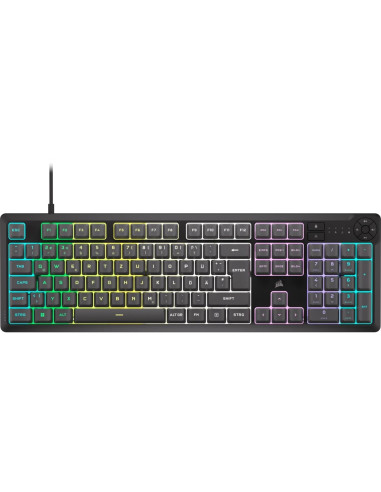 Klawiatura Do Gier Corsair Gaming K55 Core Rgb, Pełnowymiarowa (100%), Gumowa Kopułka - Szara, Iso (De)