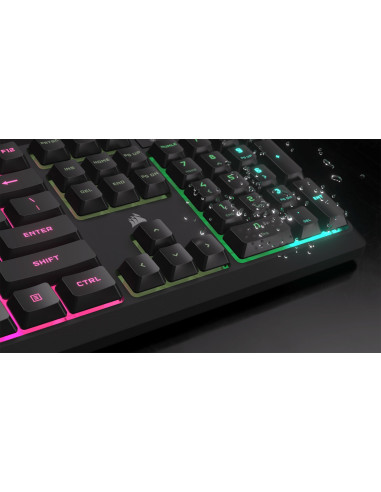 Klawiatura Do Gier Corsair Gaming K55 Core Rgb, Pełnowymiarowa (100%), Gumowa Kopułka - Szara, Iso (De)