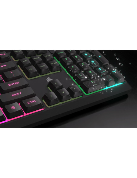 Klawiatura Do Gier Corsair Gaming K55 Core Rgb, Pełnowymiarowa (100%), Gumowa Kopułka - Szara, Iso (De)