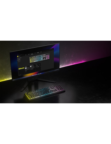 Klawiatura Do Gier Corsair Gaming K55 Core Rgb, Pełnowymiarowa (100%), Gumowa Kopułka - Szara, Iso (De)