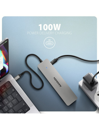 Axagon Hmc-7Hx2 Hub Usb, 2X Usb-A, 1X Usb-C, 2X Hdmi 2.0, 1X Rj45, 100 W Pd – Srebrny