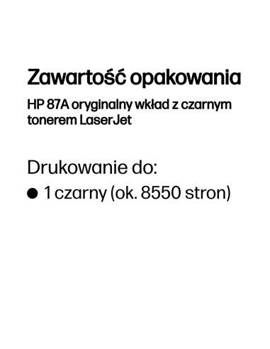 Hp 87A Oryginalny Wkład Z Czarnym Tonerem Laserjet