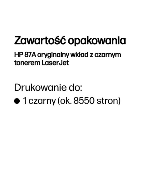 Hp 87A Oryginalny Wkład Z Czarnym Tonerem Laserjet