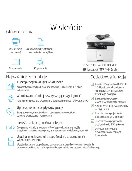 Urządzenie Wielofunkcyjne Hp Laserjet M443Nda
