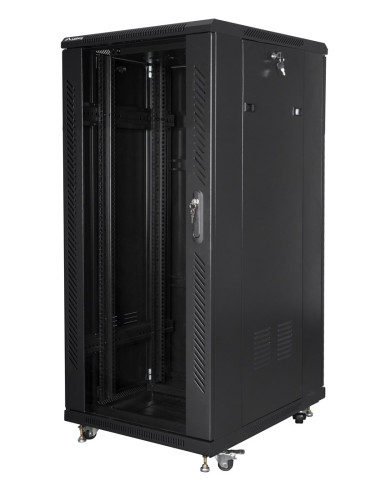 Lanberg Szafa Stojąca Rack 19" 27U 600X800 Drzwi Szklane Lcd Czarna Ff01-6827-12Bl (Flat Pack)