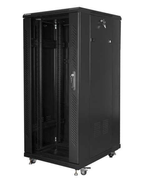 Lanberg Szafa Stojąca Rack 19" 27U 600X800 Drzwi Szklane Lcd Czarna Ff01-6827-12Bl (Flat Pack)