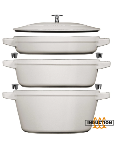 Zestaw 3 Naczyń Żeliwnych Z Pokrywką Staub 40508-388-0 - Biała Trufla 24 Cm
