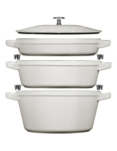 Zestaw 3 Naczyń Żeliwnych Z Pokrywką Staub 40508-388-0 - Biała Trufla 24 Cm 2