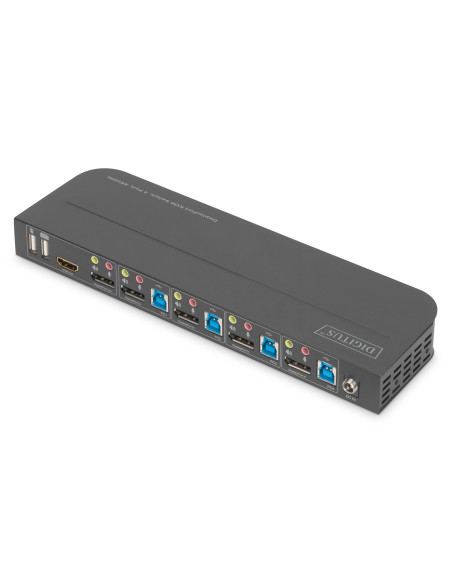 Digitus Przełącznik Kvm, 4-Portowy, 4K 60 Hz, 4 X Dp In, 1 X Dp/Hdmi Out