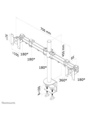 Neomounts Fpma-D960D Uchwyt / Stojak Do Monitorów 68,6 Cm (27") Czarny Biurko
