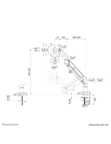 Neomounts Ds70-810Bl1 Uchwyt / Stojak Do Monitorów 81,3 Cm (32") Biurko Czarny