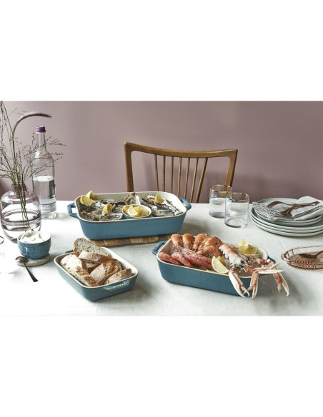 Zwilling Staub 40508-172-0 Zestaw 3 Prostokątnych Półmisków Ceramicznych - Antyczny Turkusowy