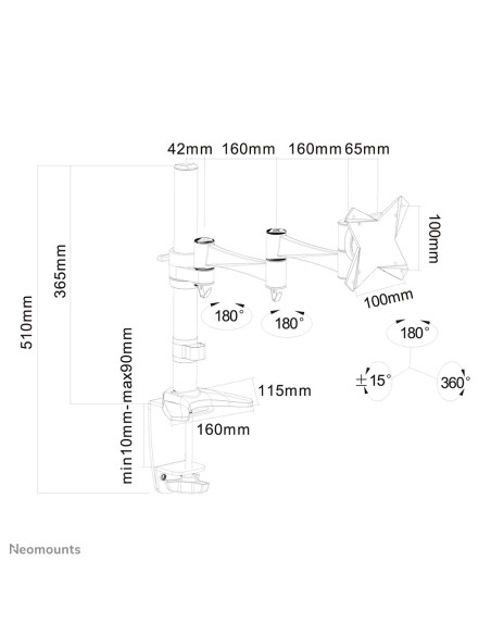 Neomounts Fpma-D1330Silver Uchwyt / Stojak Do Monitorów 76,2 Cm (30") Biurko Srebrny