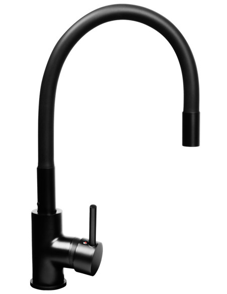 Czarny Zestaw Zlew Z Baterią Giętką - Zlewozmywak Maidsinks Bali (62X44) 1B1D Czarny + Bateria Flessi Black Edition
