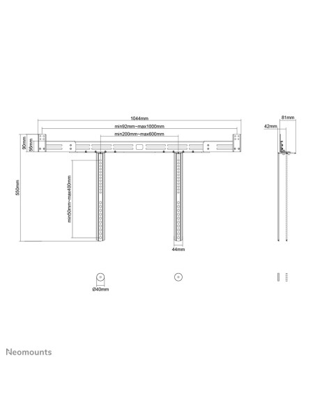Neomounts Awl29-750Bl1 Montaż Głośników Ściana Stal Czarny