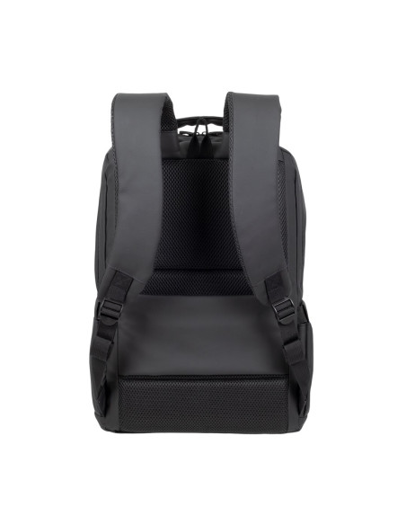 Rivacase Plecak Na Laptop 15,6" Tegel Eco, Czarny, Materiał Wodoodporny, Eko Rpet, Kieszenie Na Smartfon, Dokumenty,Akcesoria