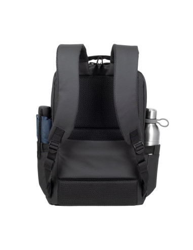 Rivacase Plecak Na Laptop 15,6" Tegel Eco, Czarny, Materiał Wodoodporny, Eko Rpet, Kieszenie Na Smartfon, Dokumenty,Akcesoria