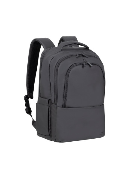Rivacase Plecak Na Laptop 15,6" Tegel Eco, Czarny, Materiał Wodoodporny, Eko Rpet, Kieszenie Na Smartfon, Dokumenty,Akcesoria