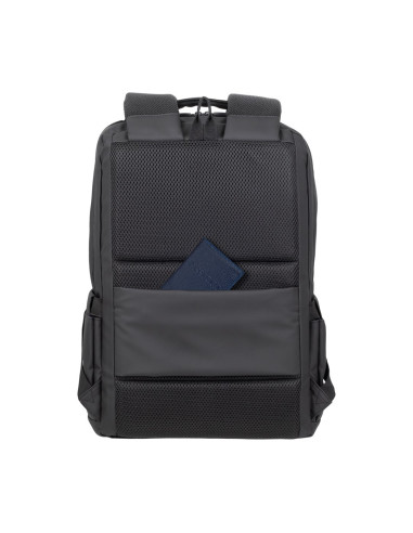Rivacase Plecak Na Laptop 15,6" Tegel Eco, Czarny, Materiał Wodoodporny, Eko Rpet, Kieszenie Na Smartfon, Dokumenty,Akcesoria