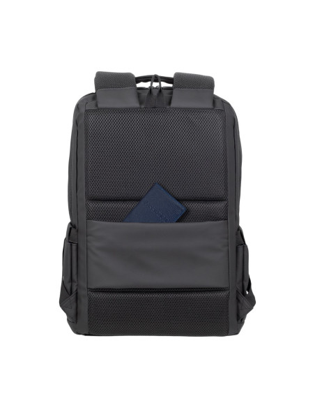 Rivacase Plecak Na Laptop 15,6" Tegel Eco, Czarny, Materiał Wodoodporny, Eko Rpet, Kieszenie Na Smartfon, Dokumenty,Akcesoria