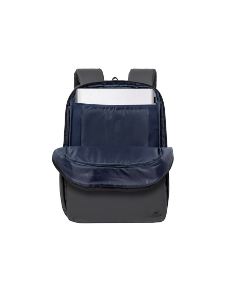 Rivacase Plecak Na Laptop 15,6" Tegel Eco, Czarny, Materiał Wodoodporny, Eko Rpet, Kieszenie Na Smartfon, Dokumenty,Akcesoria