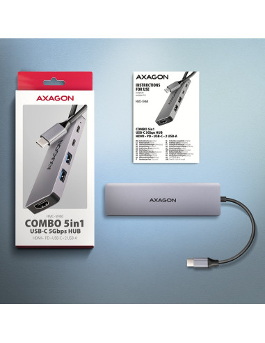 Axagon Hmc-5H60 Stacja Dokująca Przewodowa Usb 3.2 Gen 1 (3.1 Gen 1) Type-C Szary