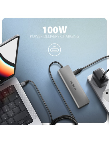 Axagon Hmc-5H Usb-C 3.2 Gen 1 Hub 3X Usb-A 4K Hdmi Pd 100W - Silber Przewodowa Usb 3.2 Gen 1 (3.1 Gen 1) Type-C Srebrny