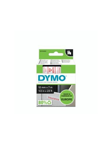 Dymo D1 - Standard Etykiety - Czerwony Na Białym - 12Mm X 7M