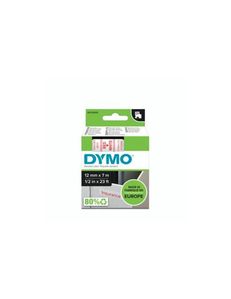 Dymo D1 - Standard Etykiety - Czerwony Na Białym - 12Mm X 7M