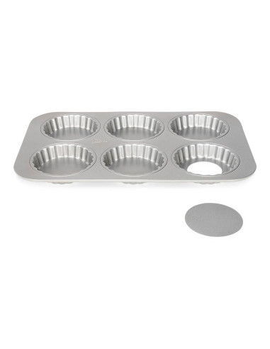 Patisse Silver-Top Forma Na 6 Okrągłych Mini Tart/Quiche Z Wyjmowanym Dnem