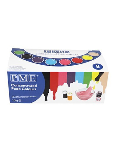 Pme Paste Colour 8 Colour Set 200 G Pasta (Substancja) Czarny, Niebieski, Brązowy, Zielony, Różowy, Fioletowy, Czerwony, Żółty S