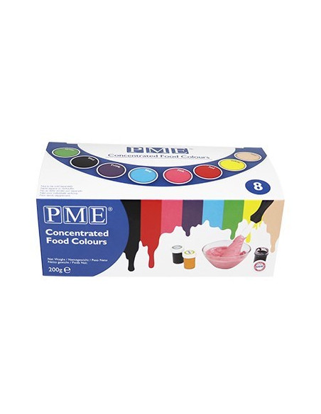 Pme Paste Colour 8 Colour Set 200 G Pasta (Substancja) Czarny, Niebieski, Brązowy, Zielony, Różowy, Fioletowy, Czerwony, Żółty S