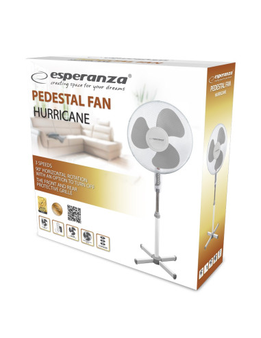 Wentylator Stojący Esperanza Hurricane Ehf001We (Kolor Biały)