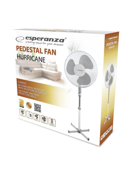 Wentylator Stojący Esperanza Hurricane Ehf001We (Kolor Biały)