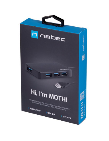 Hub Natec Moth Nhu-1342 (4X Usb 3.0  Kolor Czarny)
