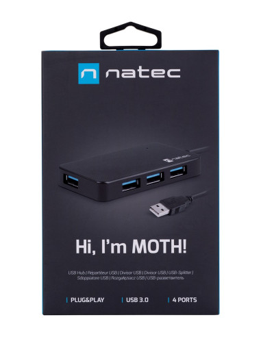 Hub Natec Moth Nhu-1342 (4X Usb 3.0  Kolor Czarny)