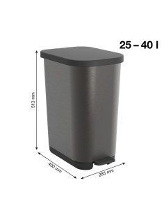 Rotho Kosz Na Śmieci Z Pedałem Ribo Grafitowy 35L 2