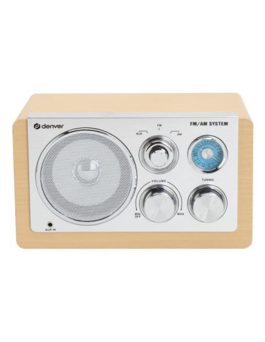 Denver Tr-63Lw Radio Osobisty Analogowy Bambusowy, Srebrny