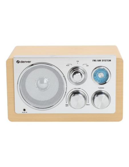Denver Tr-63Lw Radio Osobisty Analogowy Bambusowy, Srebrny