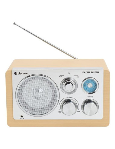 Denver Tr-63Lw Radio Osobisty Analogowy Bambusowy, Srebrny