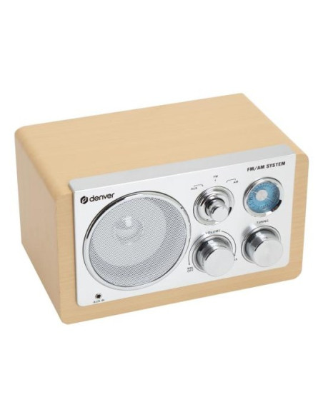 Denver Tr-63Lw Radio Osobisty Analogowy Bambusowy, Srebrny